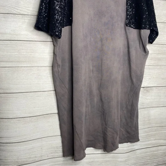 We The Free Gray Graphic T-Shirt Dress with Black Sequin Sleeves - Picture 4 of 9